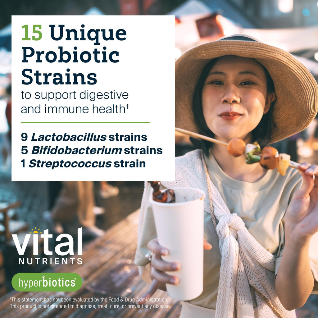 Hyperbiotics Vital Nutrients Pro-15 Prebiotics and Probiotics for Women and Men | 15 Science Backed Strains | Supports Occasional Constipation - FENGGESTORE20