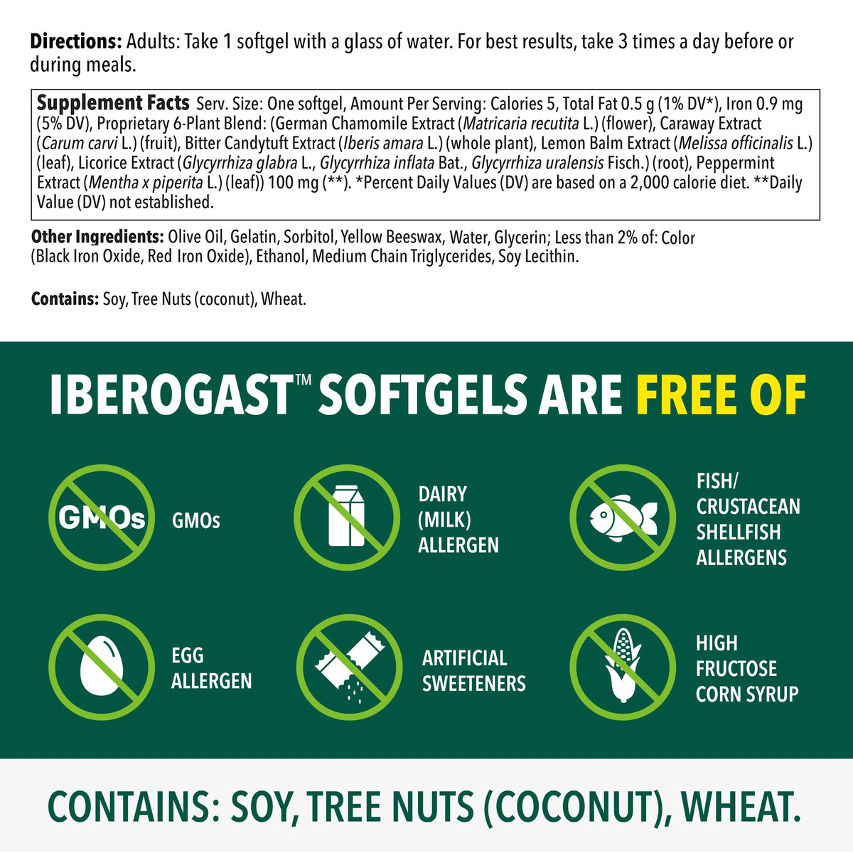 Iberogast Softgels, Herbal Relief of Stomach Upsets: Occasional Indigestion, Bloating, Gas, Nausea, Upset Stomach; 6-Herb Blend with Iberis Amara, Peppermint, Licorice, Lemon Balm; 30ct - FENGGESTORE20
