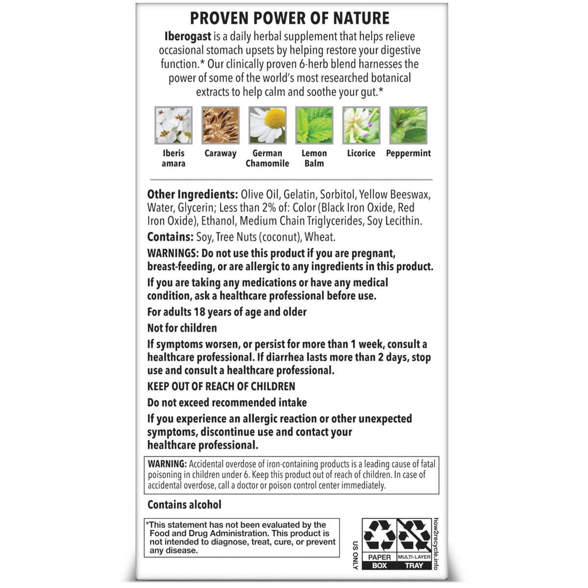 Iberogast Softgels, Herbal Relief of Stomach Upsets: Occasional Indigestion, Bloating, Gas, Nausea, Upset Stomach; 6-Herb Blend with Iberis Amara, Peppermint, Licorice, Lemon Balm; 30ct - FENGGESTORE20