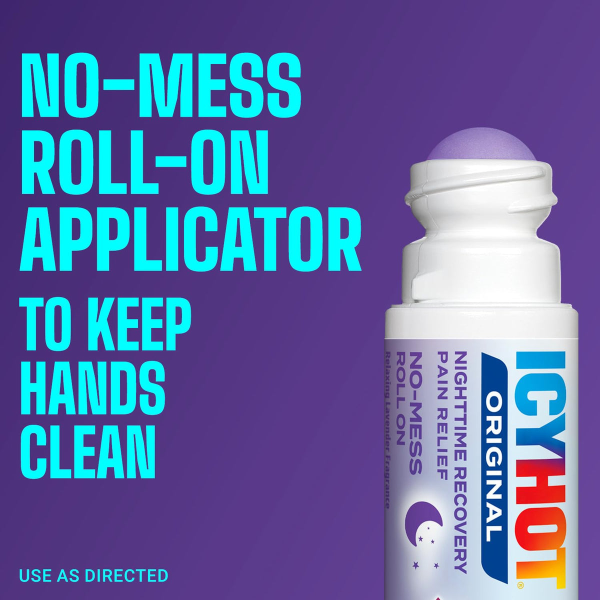 Icy Hot Original Pain Relief Nighttime Recovery No-Mess Roll-On Applicator, Fast-Acting Pain Relief with Menthol 8% for Backaches, Joints, Muscle Strains and Arthritis, Lavender Scent, 2 oz - FENGGESTORE20
