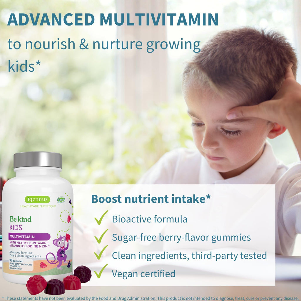 Igennus Methylated Kids Multivitamin Gummies, Clean Label & Third Party Tested, No Artificial Sweeteners or Flavors, Sugar Free, Age 4+, 90 Natural Berry Flavor - FENGGESTORE20