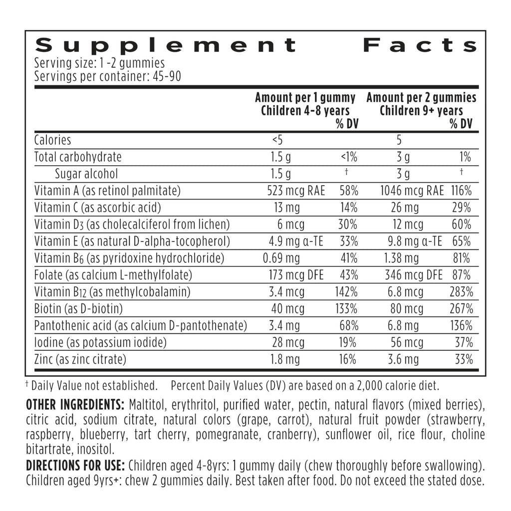 Igennus Methylated Kids Multivitamin Gummies, Clean Label & Third Party Tested, No Artificial Sweeteners or Flavors, Sugar Free, Age 4+, 90 Natural Berry Flavor - FENGGESTORE20