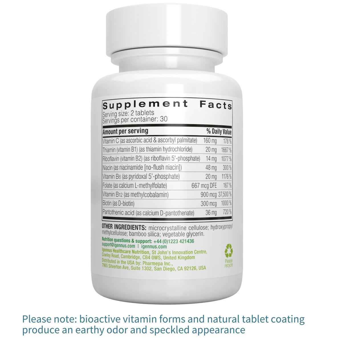 Igennus Super B-Complex Methylated B Vitamins - Sustained Release, Clean Label & High Absorption, with 5-MTHF Folate & Methyl B12, Energy, Mood & Cognitive Performance - FENGGESTORE20