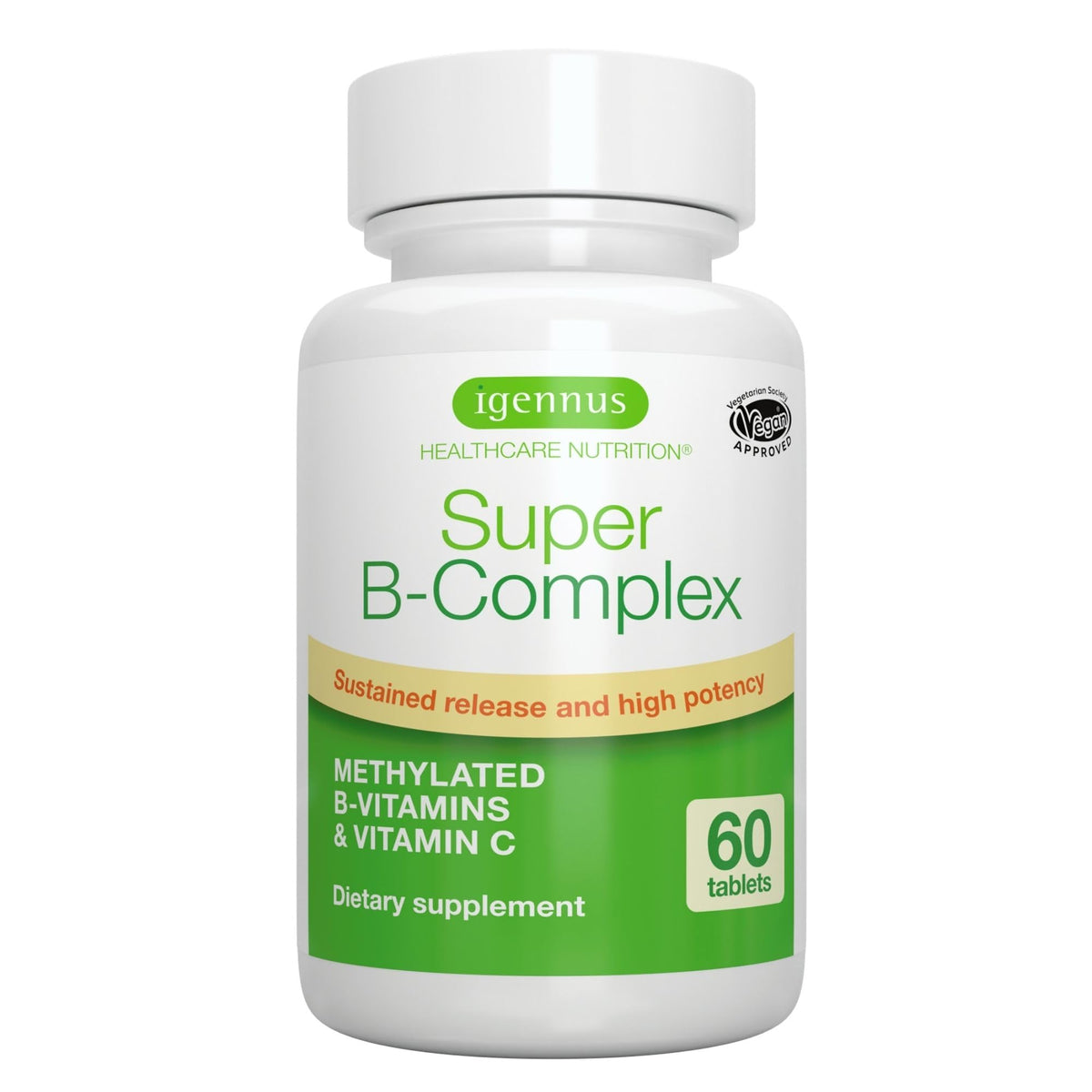 Igennus Super B-Complex Methylated B Vitamins - Sustained Release, Clean Label & High Absorption, with 5-MTHF Folate & Methyl B12, Energy, Mood & Cognitive Performance - FENGGESTORE20