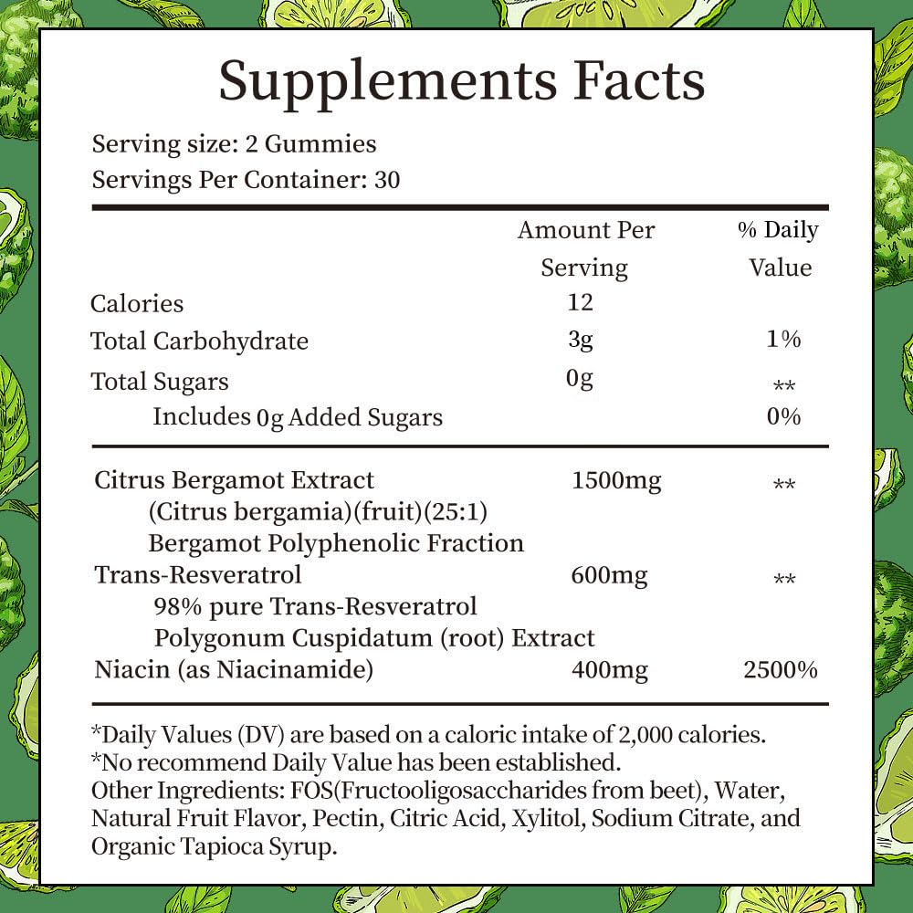 IIEltruiom Citrus Bergamot 1500mg, Citrus Bergamot Gummies for Healthy Cholesterol, Bergamot Supplements 25:1 Extract from Italy Bergamot, - FENGGESTORE20