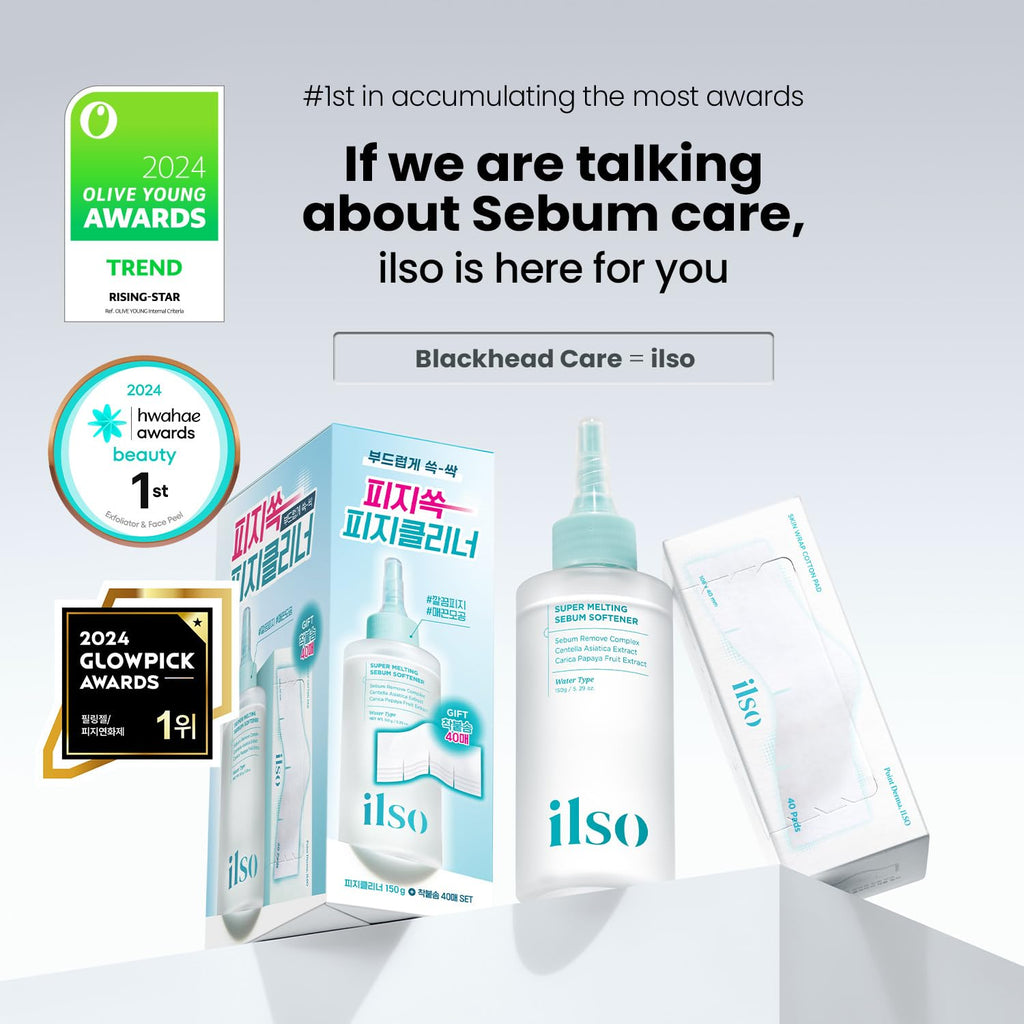 ilso Super Melting Sebum Softener, 5.29 fl oz, with 40 Skin Wrap Cotton Pads included, Pore Cleansing Solution, Blackhead Softener - FENGGESTORE20