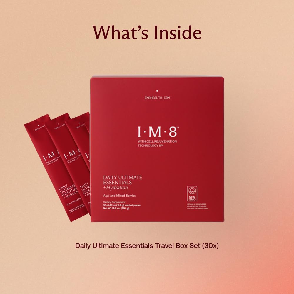 IM8 Daily Ultimate Essentials All-in-One Multivitamin Supplement, 92 Nutrient Rich Ingredients CoQ10, Probiotics, Vitamins, Greens, Gluten Free, Vegan, - FENGGESTORE20