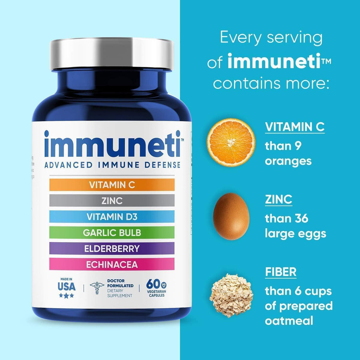 Immuneti Advanced Immune Support – Doctor Formulated 6-in-1 Daily Immunity Supplement – Made in USA – With Vitamin C, D3, Zinc, Elderberry - FENGGESTORE20