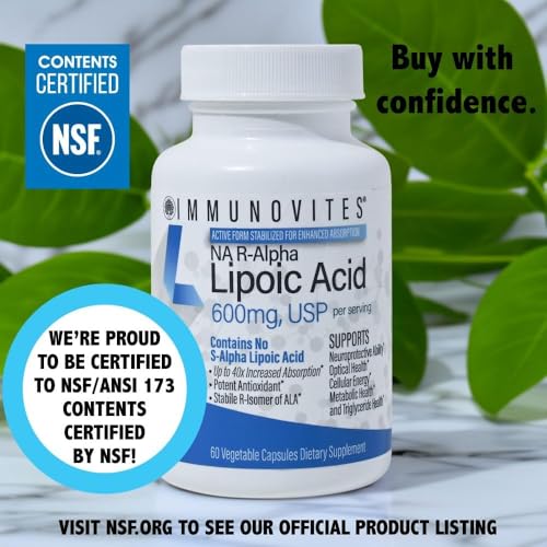 IMMUNOVITES Stabilized R-Alpha Lipoic Acid ((True)) 600mg per Serving [[High Potency & up to 40x Increased Absorption]] - FENGGESTORE20
