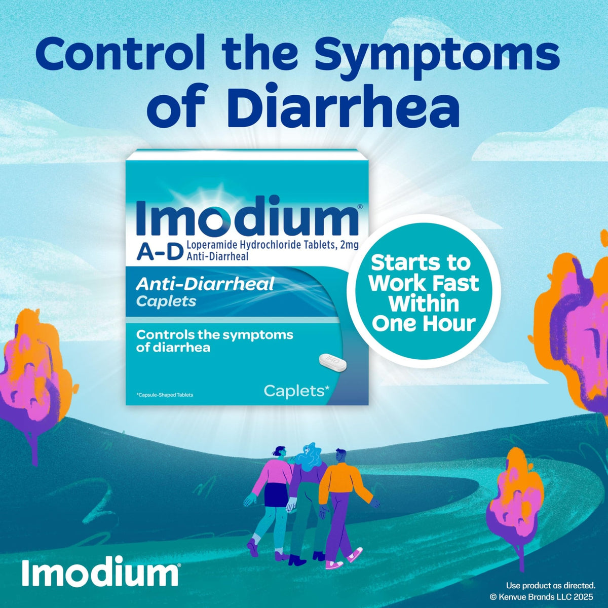 Imodium A-D Diarrhea Relief Caplets with Loperamide HCl, Anti-Diarrheal Medicine to Help Control Symptoms of Diarrhea Due to Acute, Traveler's Diarrhea, HSA/FSA Eligible, 24 ct - FENGGESTORE20
