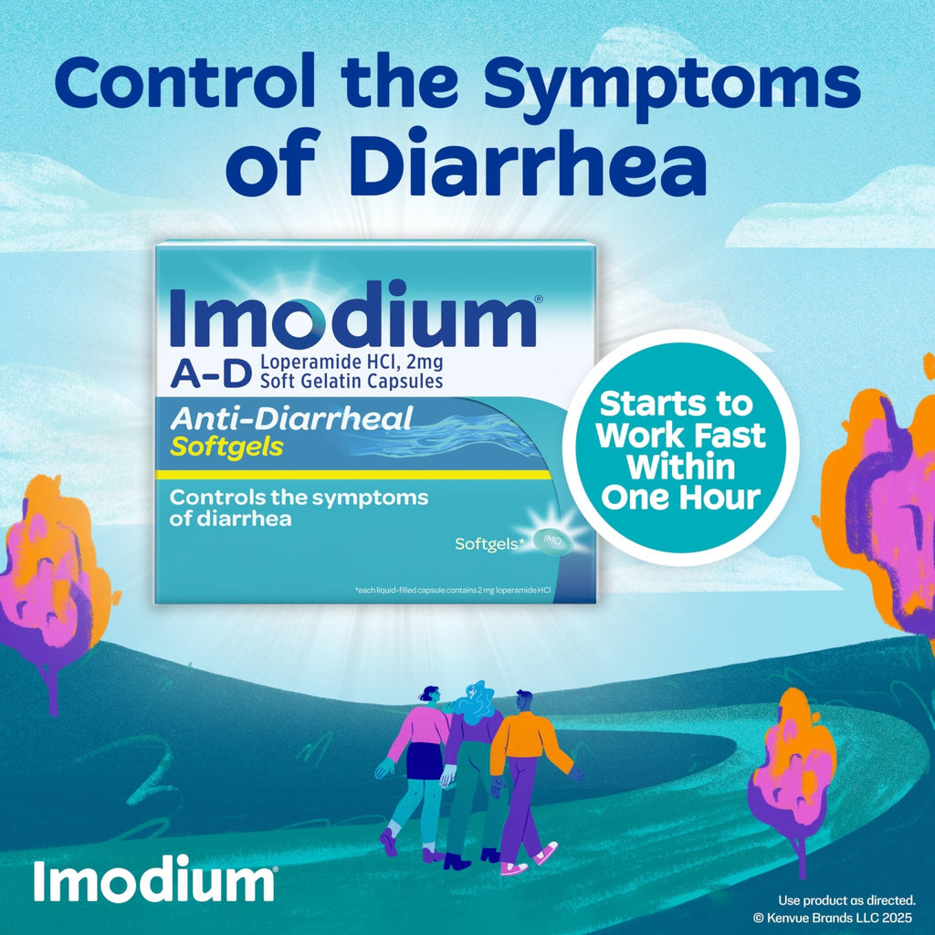 Imodium A-D Fast-Acting Anti-Diarrheal Softgels, Loperamide HCl 2 mg, Travel Essential Diarrhea Relief Medicine for Adults, 24 Count, Anti Diarrhea Pills,Easy to Swallow, for Ages 12+ - FENGGESTORE20