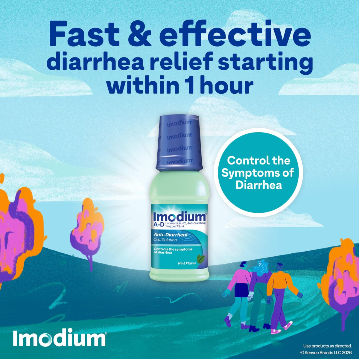 Imodium A-D Liquid Anti-Diarrheal Medicine with Loperamide HCl to Help Control Symptoms of Diarrhea Due to Acute, Traveler's Diarrhea, Mint Flavor, 8 fl. oz - FENGGESTORE20