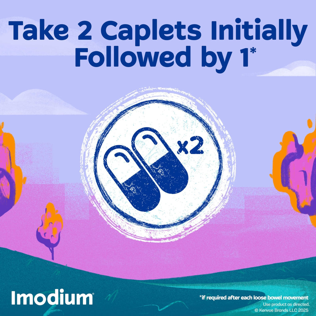 Imodium Multi-Symptom Relief Caplets, Loperamide Hydrochloride & Simethicone Anti-Diarrheal Medicine for the Relief of Diarrhea, Gas, Bloating, Cramps & Pressure, 18 ct - FENGGESTORE20