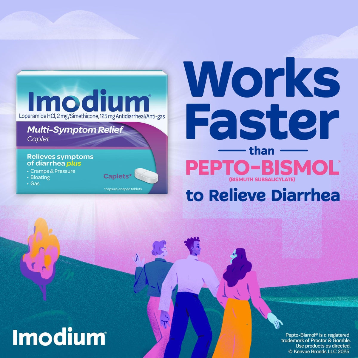 Imodium Multi-Symptom Relief Caplets, Loperamide Hydrochloride & Simethicone Anti-Diarrheal Medicine for the Relief of Diarrhea, Gas, Bloating, Cramps & Pressure, 18 ct - FENGGESTORE20