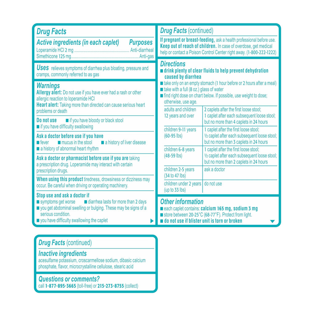 Imodium Multi-Symptom Relief Caplets with Loperamide Hydrochloride & Simethicone, Anti-Diarrheal Medicine for Treatment of Diarrhea, Gas, Bloating, Cramps & Pressure, Traveler's Diarrhea, 24 ct - FENGGESTORE20