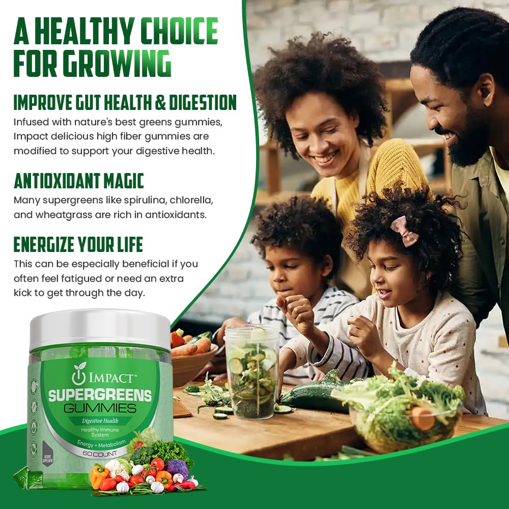 IMPACT Fiber Gummies for Adults, Women & Kids – Supergreens Veggies Daily High Fiber Gummies, for Gut Health & Immunity, Vegetarian Gummy Fiber Supplement, - FENGGESTORE20