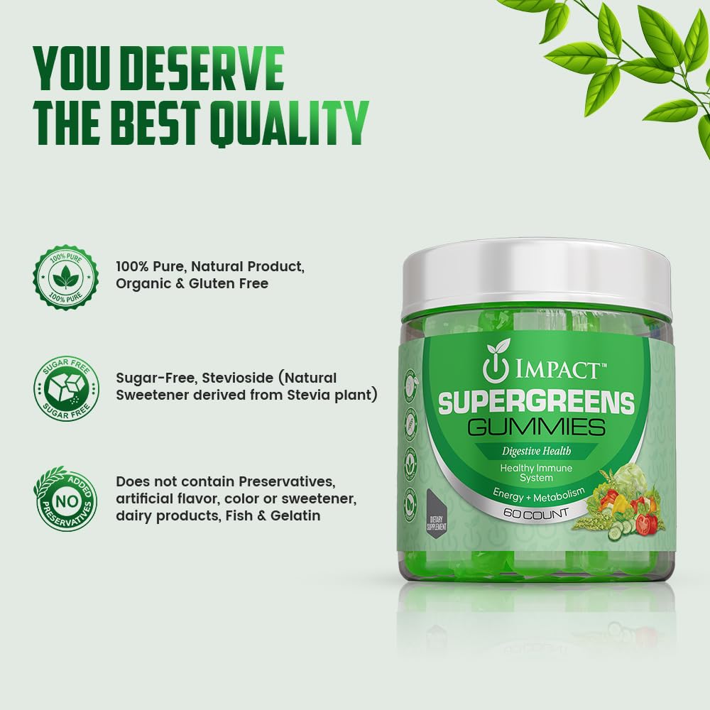 IMPACT Fiber Gummies for Adults, Women & Kids – Supergreens Veggies Daily High Fiber Gummies, for Gut Health & Immunity, Vegetarian Gummy Fiber Supplement, - FENGGESTORE20