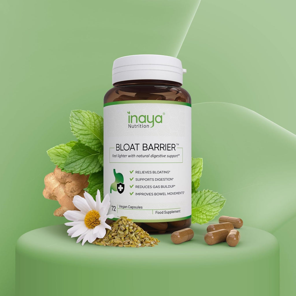 Inaya Nutrition BloatBarrier 72 Capsules - Natural Digestion and Bloating Supplement for Stomach Bloating Relief, Gas Reduction, and Improved Bowel Movements - FENGGESTORE20
