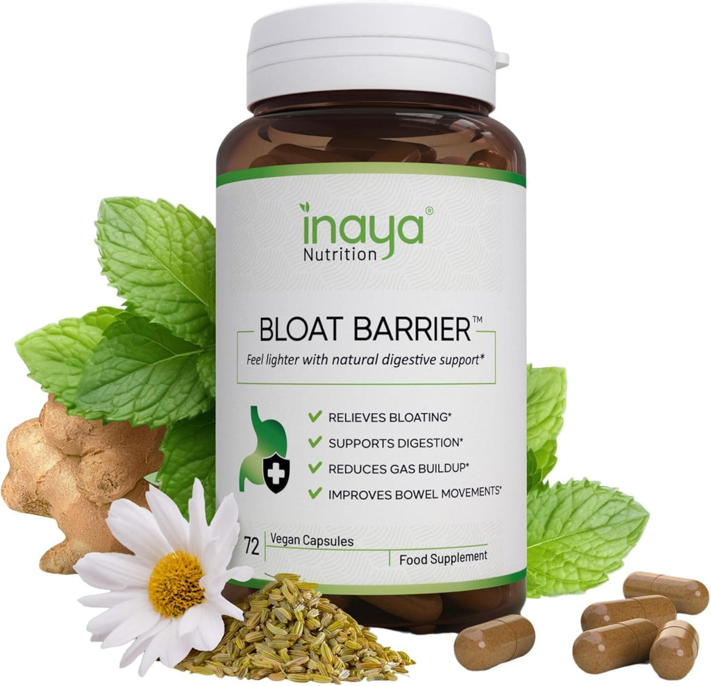 Inaya Nutrition BloatBarrier 72 Capsules - Natural Digestion and Bloating Supplement for Stomach Bloating Relief, Gas Reduction, and Improved Bowel Movements - FENGGESTORE20