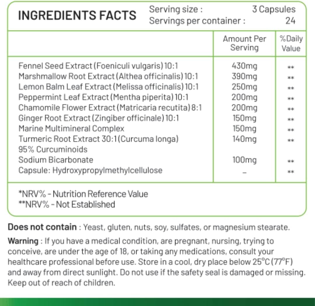 Inaya Nutrition BloatBarrier 72 Capsules - Natural Digestion and Bloating Supplement for Stomach Bloating Relief, Gas Reduction, and Improved Bowel Movements - FENGGESTORE20