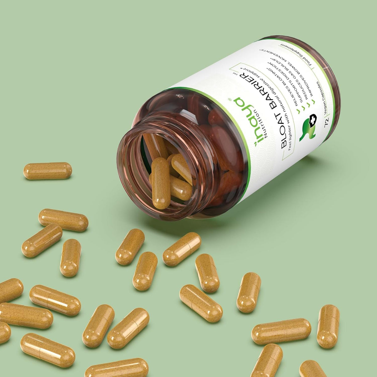 Inaya Nutrition BloatBarrier 72 Capsules - Natural Digestion and Bloating Supplement for Stomach Bloating Relief, Gas Reduction, and Improved Bowel Movements - FENGGESTORE20