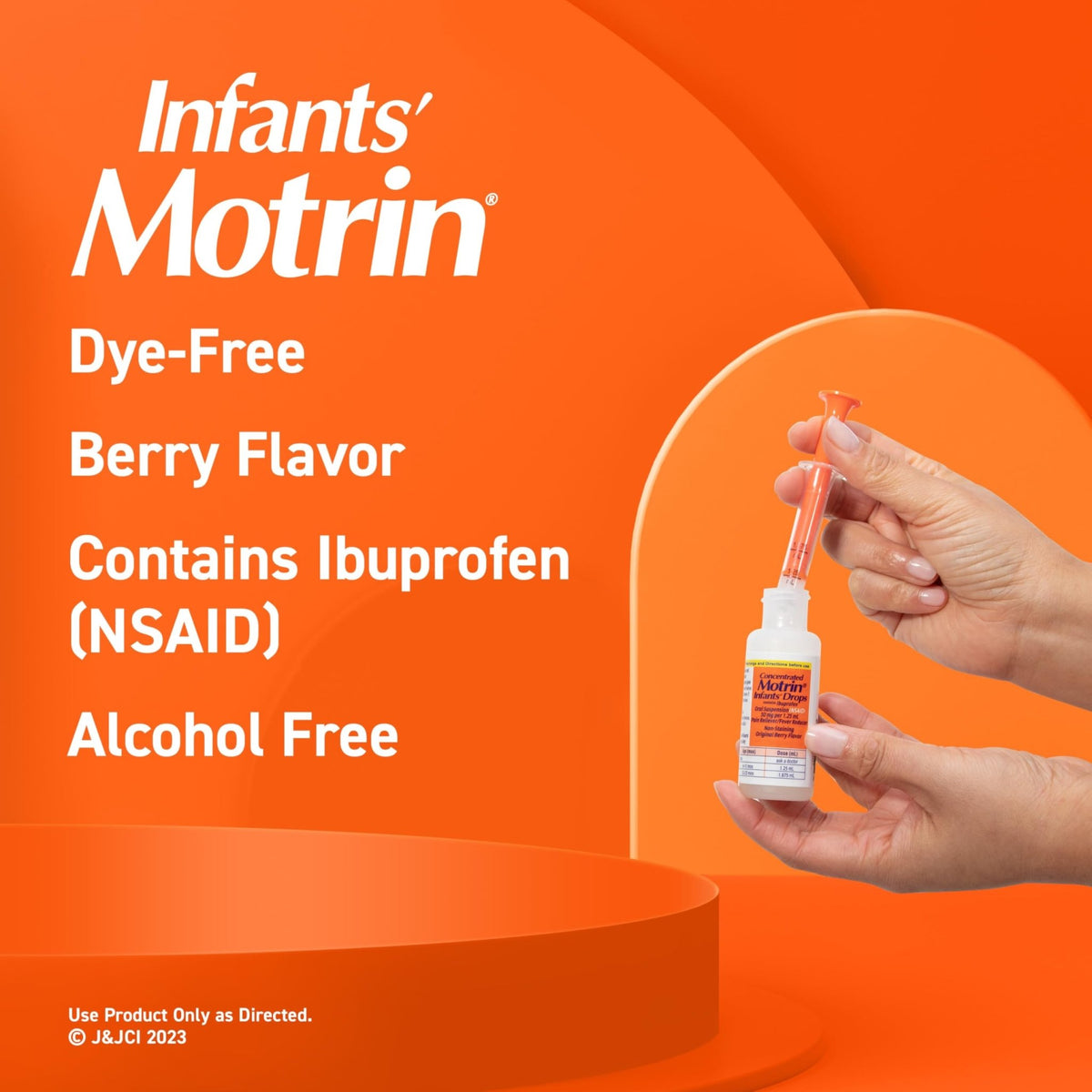 Infants’ Motrin Infant Ibuprofen Oral Suspension Concentrated Drops, NSAID Fever Reducer & Pain Reliever for Babies, Dye Free, Alcohol-Free, Berry Flavor, Includes Enclosed Syringe, 1 fl. oz - FENGGESTORE20