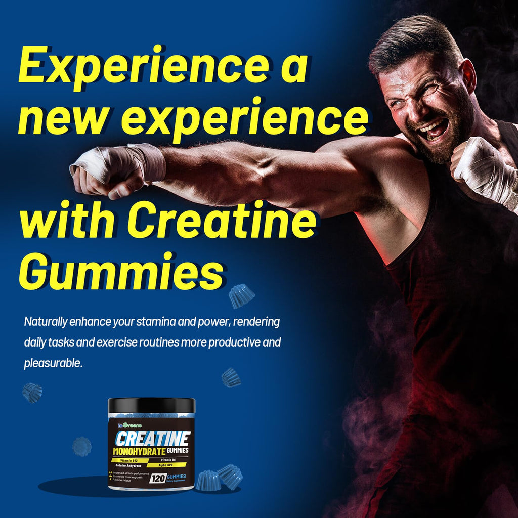 inGreens Creatine Monohydrate Gummies 6g per Serving, Sugar Free Creatine Supplements for Men & Women, Chewable Creatine for Muscle Growth, Strength, Energy - FENGGESTORE20