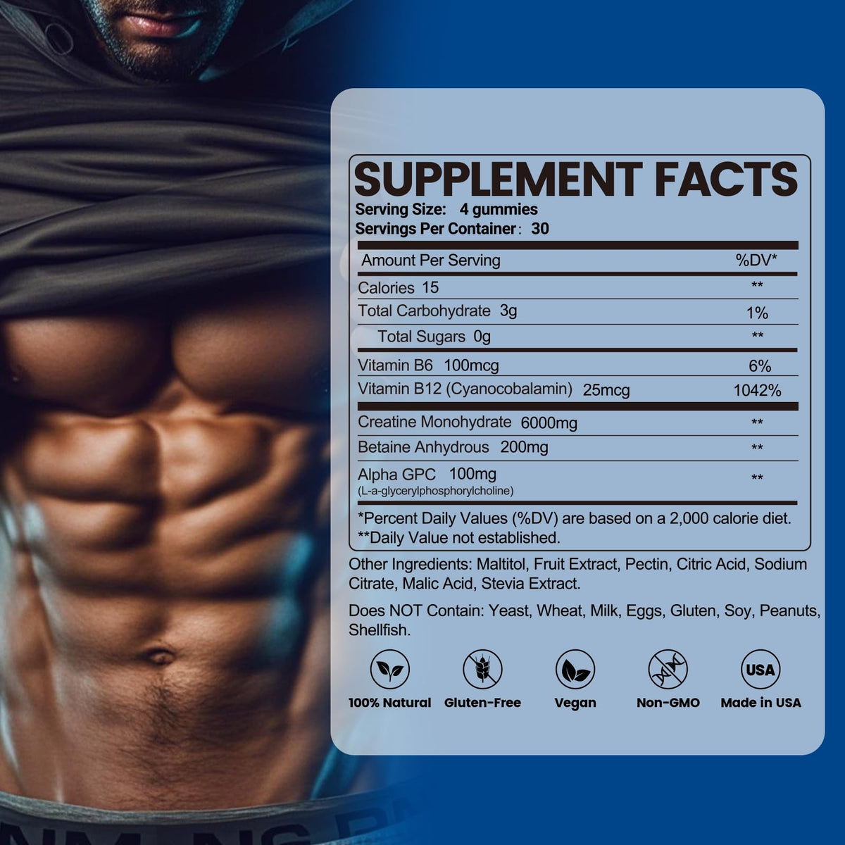 inGreens Creatine Monohydrate Gummies 6g per Serving, Sugar Free Creatine Supplements for Men & Women, Chewable Creatine for Muscle Growth, Strength, Energy - FENGGESTORE20