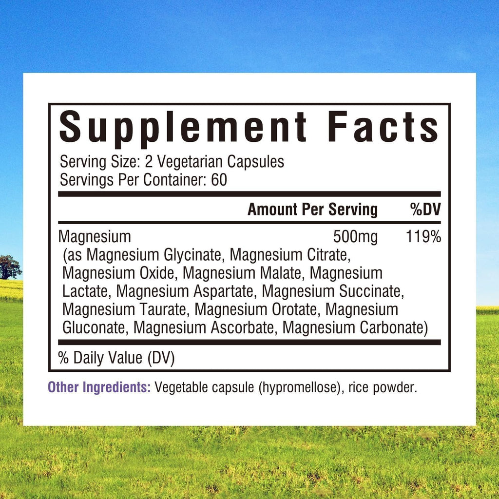 Innate Vitality 12-in-1 Magnesium Complex, 500 mg Elemental Mag, with Magnesium Glycinate Malate Taurate Aspartate & More, Non-GMO, for Nerves, Sleep, Heart, Energy, 120 Veg Caps - FENGGESTORE20