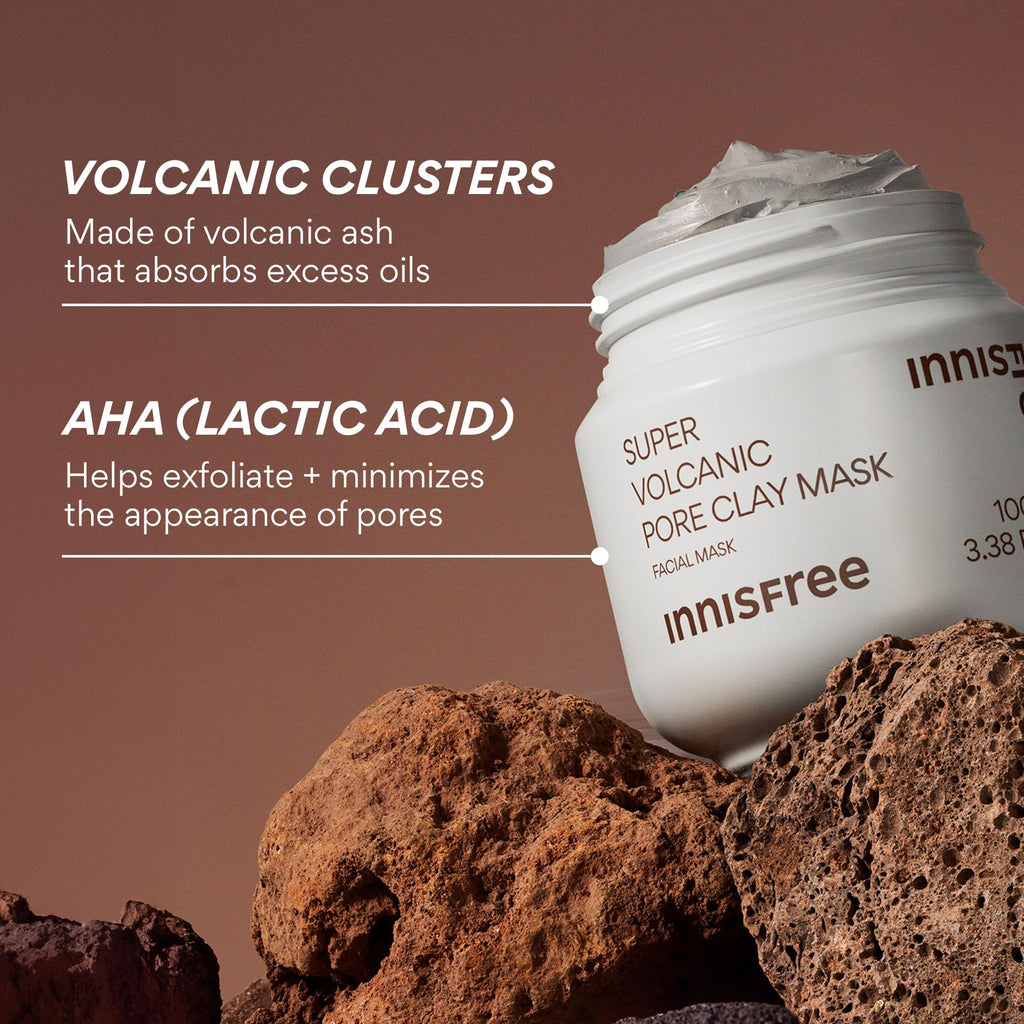 Innisfree Super Volcanic Clay Mask, Premium Korean Skincare with AHA and Natural Clusters for Deep Pore Detox, Gentle Exfoliation, Oil Control - FENGGESTORE20