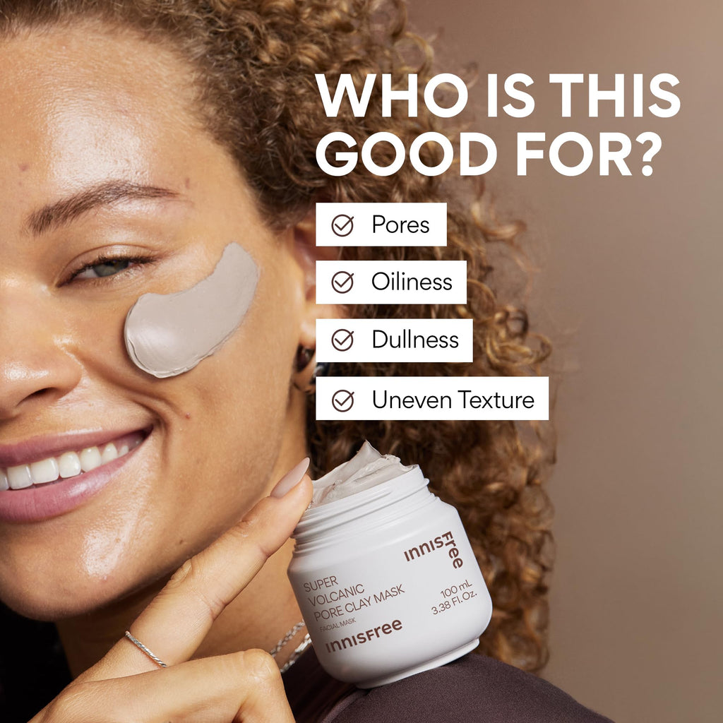 Innisfree Super Volcanic Clay Mask, Premium Korean Skincare with AHA and Natural Clusters for Deep Pore Detox, Gentle Exfoliation, Oil Control - FENGGESTORE20