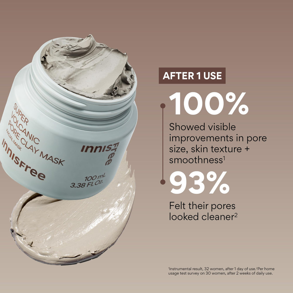 Innisfree Super Volcanic Clay Mask, Premium Korean Skincare with AHA and Natural Clusters for Deep Pore Detox, Gentle Exfoliation, Oil Control - FENGGESTORE20