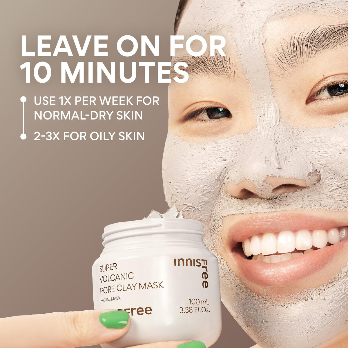 Innisfree Super Volcanic Clay Mask, Premium Korean Skincare with AHA and Natural Clusters for Deep Pore Detox, Gentle Exfoliation, Oil Control - FENGGESTORE20