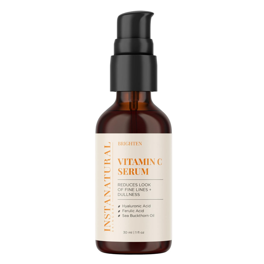 InstaNatural Vitamin C Face Serum, Brightens, Hydrates and Reduces Signs of Aging, with Vitamin C, Hyaluronic and Ferulic Acid, 1 FL Oz - FENGGESTORE20