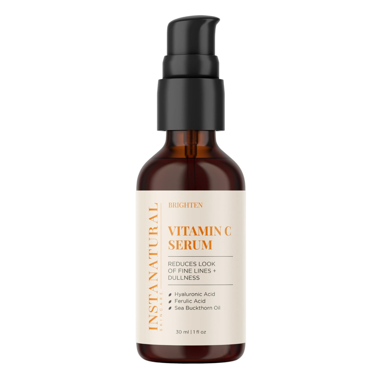 InstaNatural Vitamin C Face Serum, Brightens, Hydrates and Reduces Signs of Aging, with Vitamin C, Hyaluronic and Ferulic Acid, 1 FL Oz - FENGGESTORE20