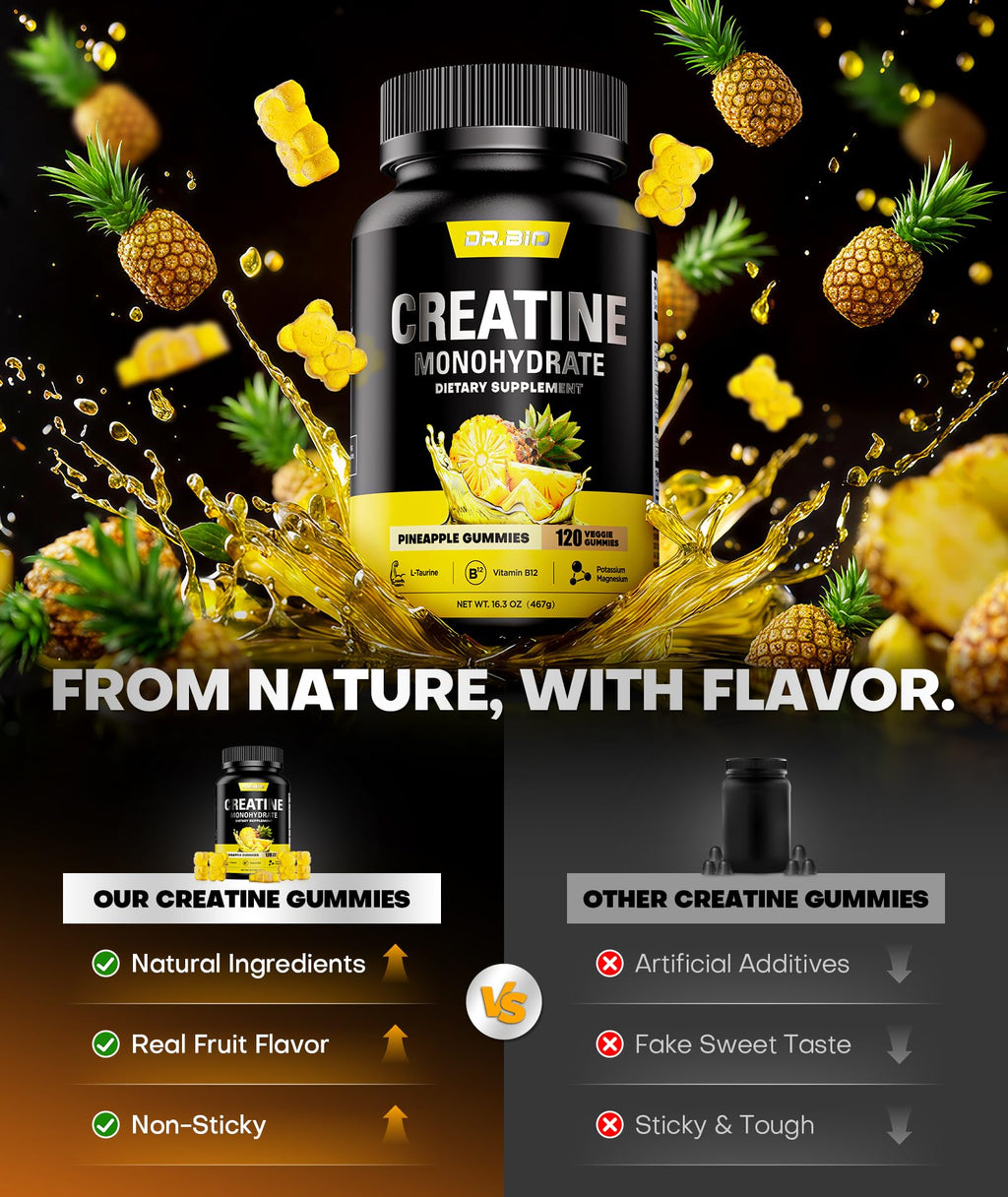 Instant Boost Creatine Monohydrate Gummies, Complex Formula with Real 5000mg Creatine, L-Taurine, B12, Mg & K, Pre-Workout Creatine for Women & Men to Support Energy - FENGGESTORE20