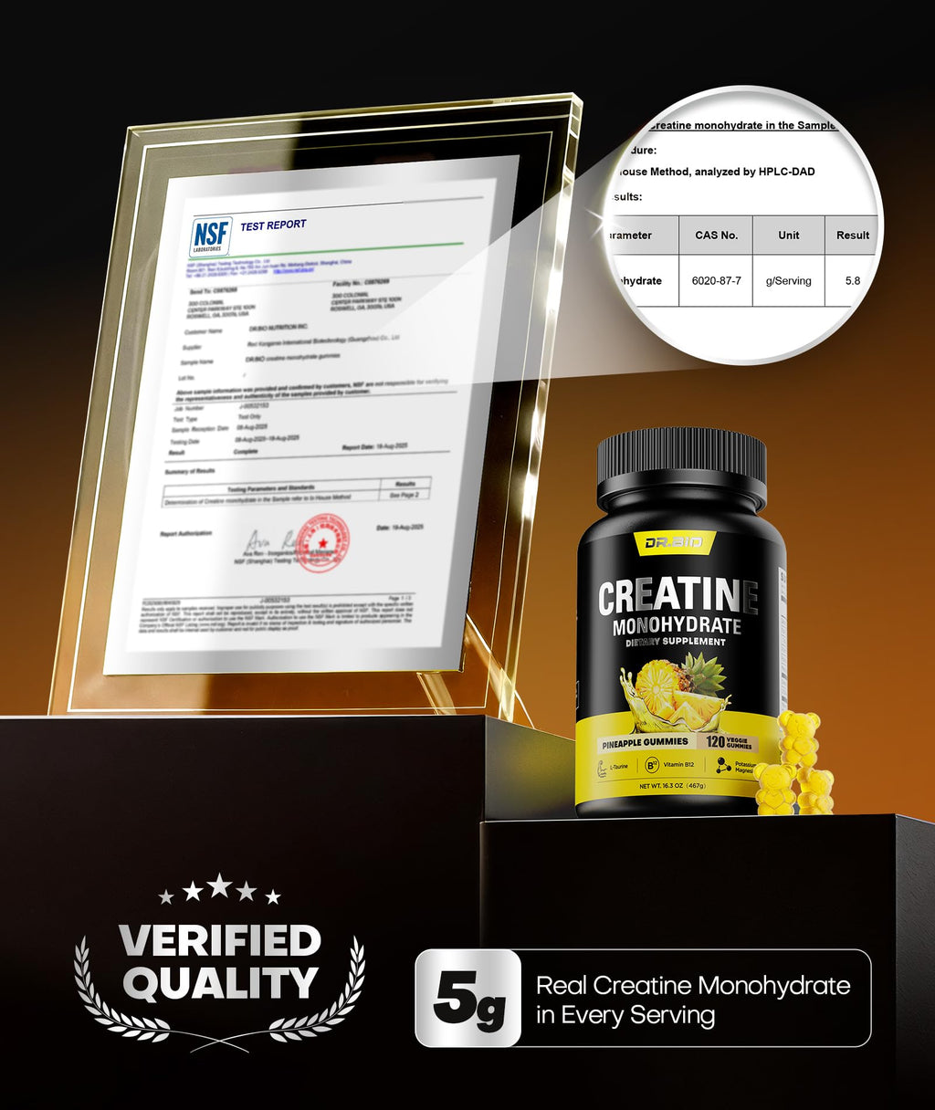 Instant Boost Creatine Monohydrate Gummies, Complex Formula with Real 5000mg Creatine, L-Taurine, B12, Mg & K, Pre-Workout Creatine for Women & Men to Support Energy - FENGGESTORE20