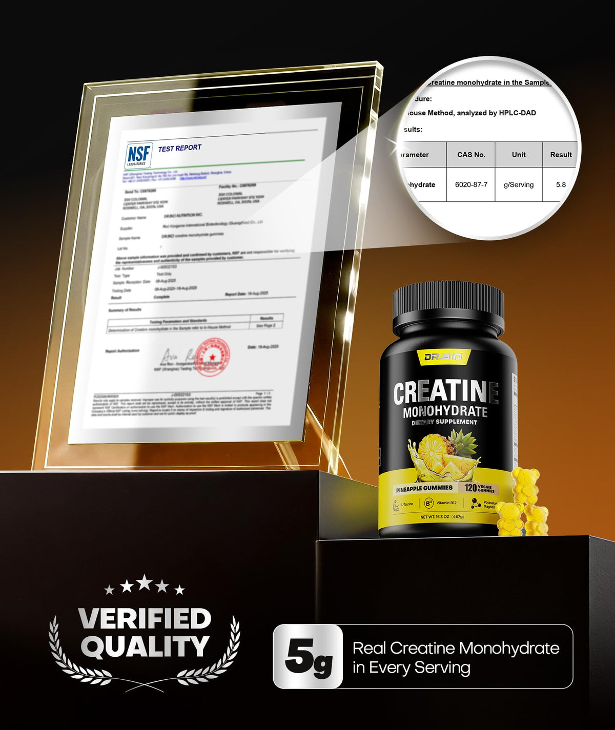 Instant Boost Creatine Monohydrate Gummies, Complex Formula with Real 5000mg Creatine, L-Taurine, B12, Mg & K, Pre-Workout Creatine for Women & Men to Support Energy - FENGGESTORE20