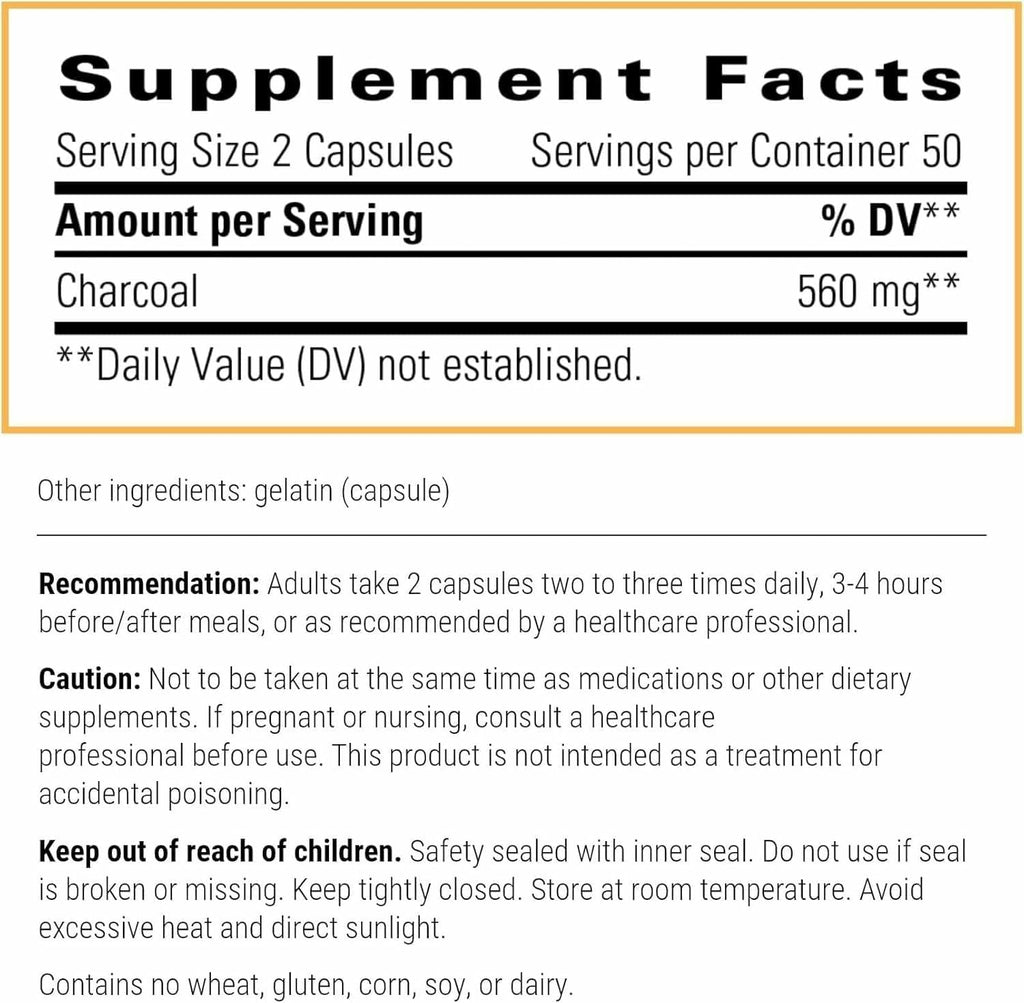 Integrative Therapeutics Activated Charcoal - Digestive & Gut Health Supplement - Effective Gastrointestinal Support - Gluten-Free & Dairy-Free - FENGGESTORE20
