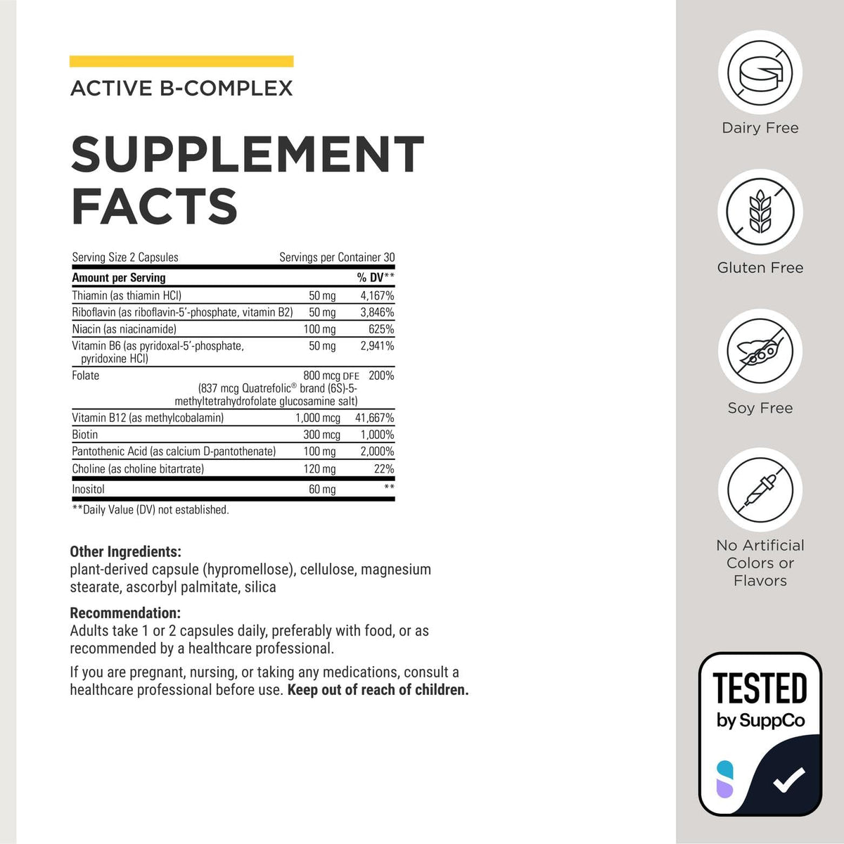 Integrative Therapeutics Active B-Complex - with Choline and Methylfolate - Cellular Energy, Immune Function & Heart Health Support with Vitamins B2, B6 & B12 - FENGGESTORE20