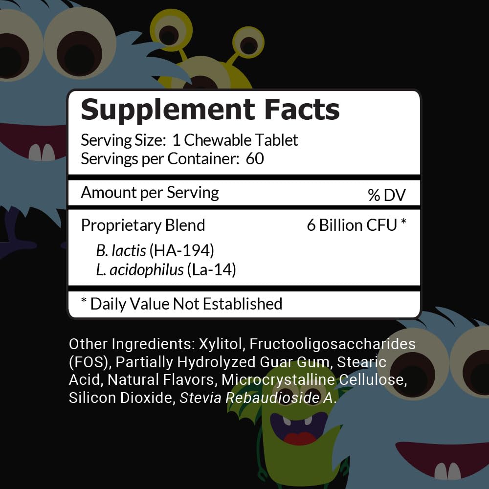 Intelligent Labs Kids/Children Probiotics 6 Billion CFU with Prebiotics, PHGG & FOS, Once-Daily Chewable, Great Taste, 10x Effectiveness - FENGGESTORE20
