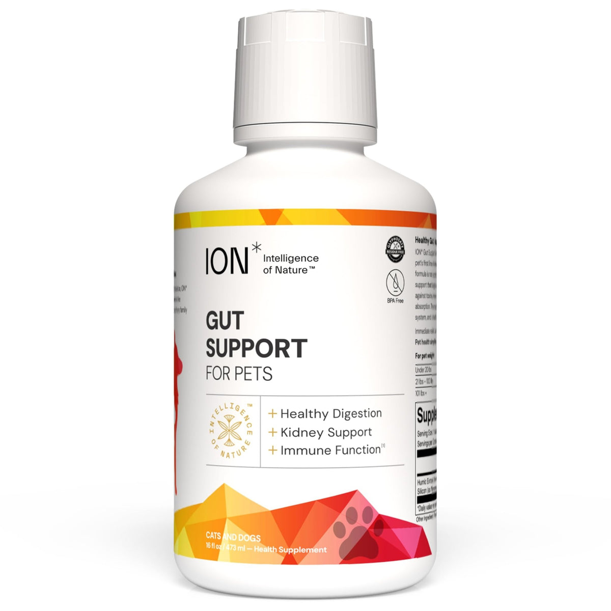 ION* Intelligence of Nature Gut Support For Pets - Liquid Probiotics Drops Alternative for Dogs & Cats, Digestive Health for Puppies, Skin & Hair Health - 16 fl oz (Pack of 1) - FENGGESTORE20
