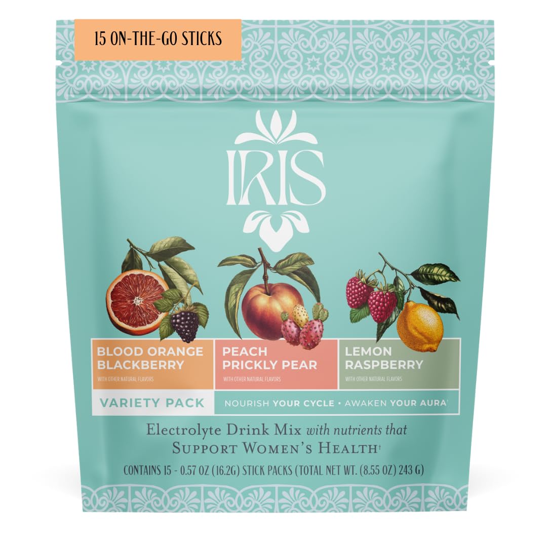 Iris Women’s Hormonal Health Daily Electrolyte Drink Mix | High Fiber, Essential B Vitamins for Mood Support | 40:1 Myo & D‑Chiro Inositol | Variety Pack, - FENGGESTORE20