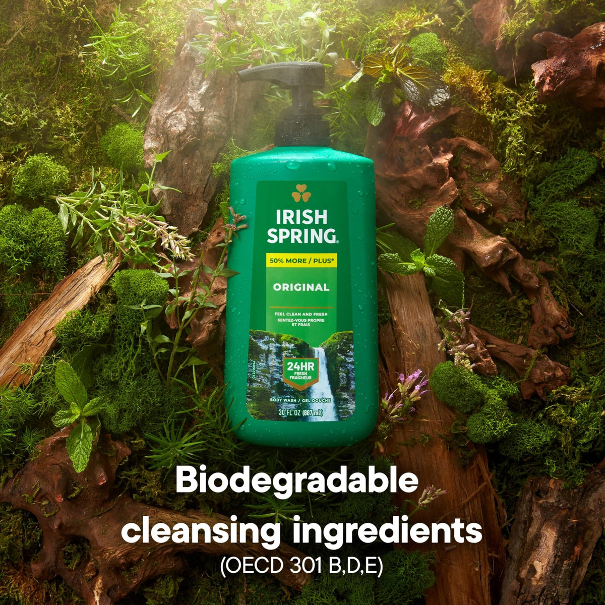 Irish Spring Original Moisturizing Body Wash for Men, 24-Hour Fresh, Face and Body Wash, Biodegradable Ingredients, Paraben Free, Cool Fresh Scent, 30 fl oz Pump Bottle - FENGGESTORE20
