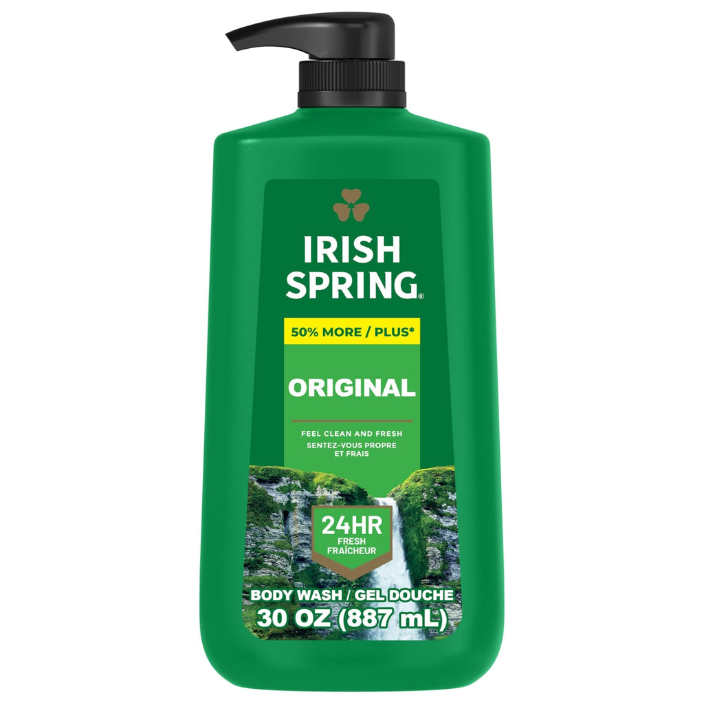 Irish Spring Original Moisturizing Body Wash for Men, 24-Hour Fresh, Face and Body Wash, Biodegradable Ingredients, Paraben Free, Cool Fresh Scent, 30 fl oz Pump Bottle - FENGGESTORE20
