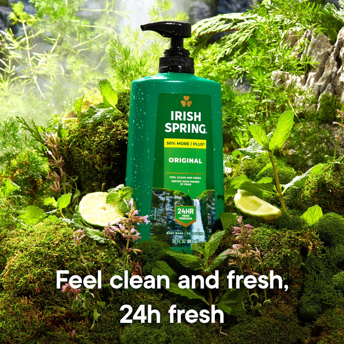 Irish Spring Original Moisturizing Body Wash for Men, 24-Hour Fresh, Face and Body Wash, Biodegradable Ingredients, Paraben Free, Cool Fresh Scent, 30 fl oz Pump Bottle - FENGGESTORE20