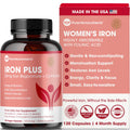 Iron Supplement for Women - Gentle Chelate Iron Bisglycinate 25mg with Vitamin C, B6, B12 Folic Acid – Supports Iron Deficiency - FENGGESTORE20