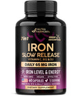 Iron Supplement for Women - Iron 65mg (Ferrous Sulfate 325mg) - Stomach Friendly | Slow Release Iron | High Absorption - Vitamins C, D3, B6, B12 & Folate - FENGGESTORE20