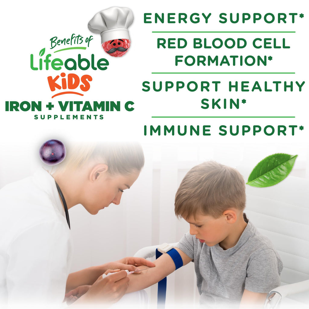 Iron Supplements for Kids | 10mg | with Vitamin C | Great Tasting Iron Gummies for Kids | Vegan Non GMO Kids Iron | for Immune Health - FENGGESTORE20