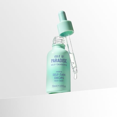 Isle of Paradise Self Tanning Face & Body Drops- Medium, Self Tanner Drops for a Natural Bronze, Long-lasting Tan - FENGGESTORE20